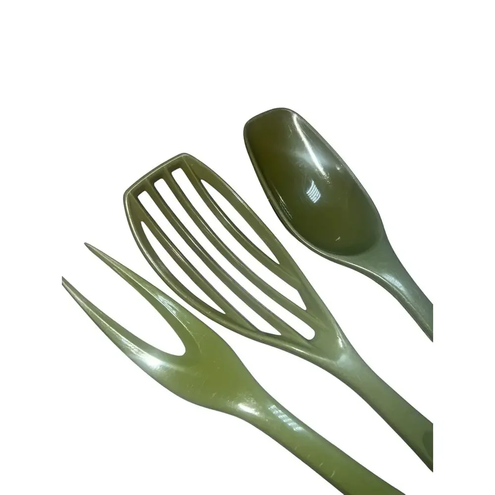 FOLEY Nylon Slotted Spoon Blender Whip Whisk Strainer Avacado Green Utensil Vtg